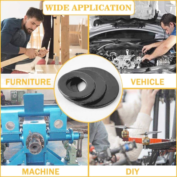 A5715 480 PCS 8 Sizes Black Carbon Steel Flat Washers Set