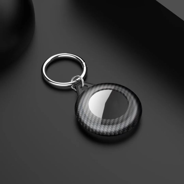 Shockproof Anti-scratch Carbon Fiber Protective Case Cover with Keychain Ring Loop For AirTag