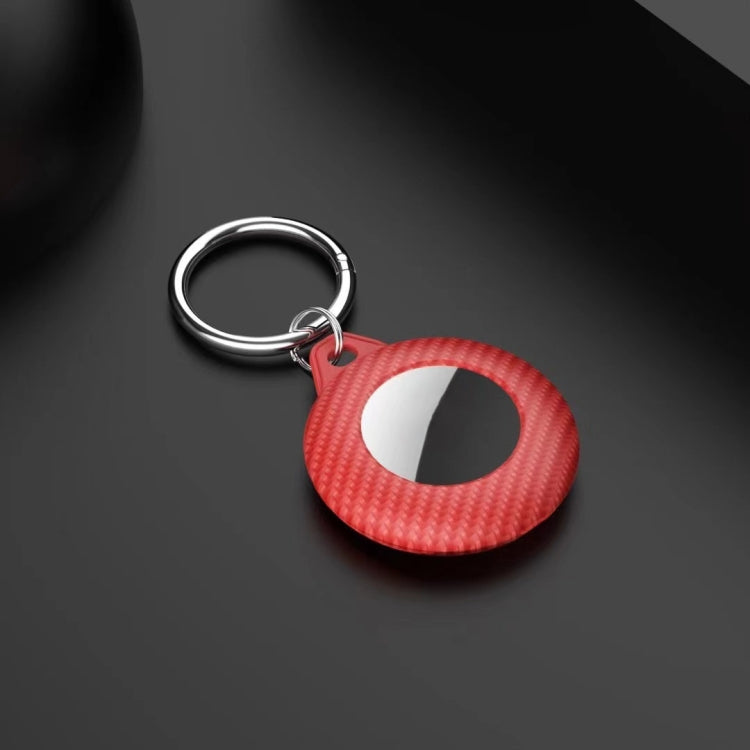 Shockproof Anti-scratch Carbon Fiber Protective Case Cover with Keychain Ring Loop For AirTag