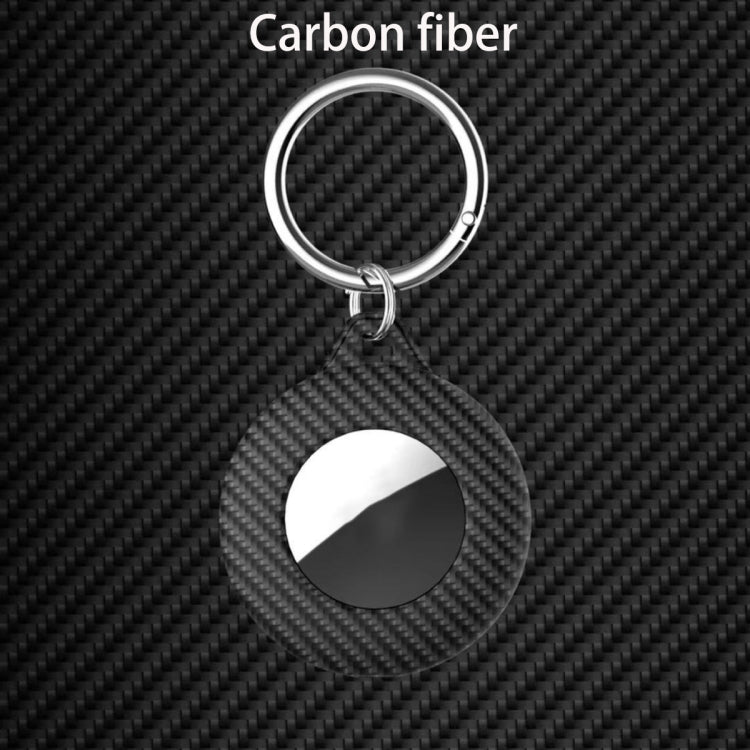 Shockproof Anti-scratch Carbon Fiber Protective Case Cover with Keychain Ring Loop For AirTag