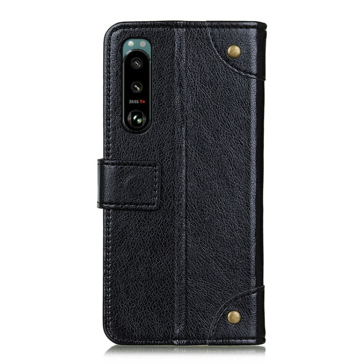 For Sony Xperia 5 III Copper Buckle Nappa Texture Horizontal Flip Leather Case with Holder & Card Slots & Wallet