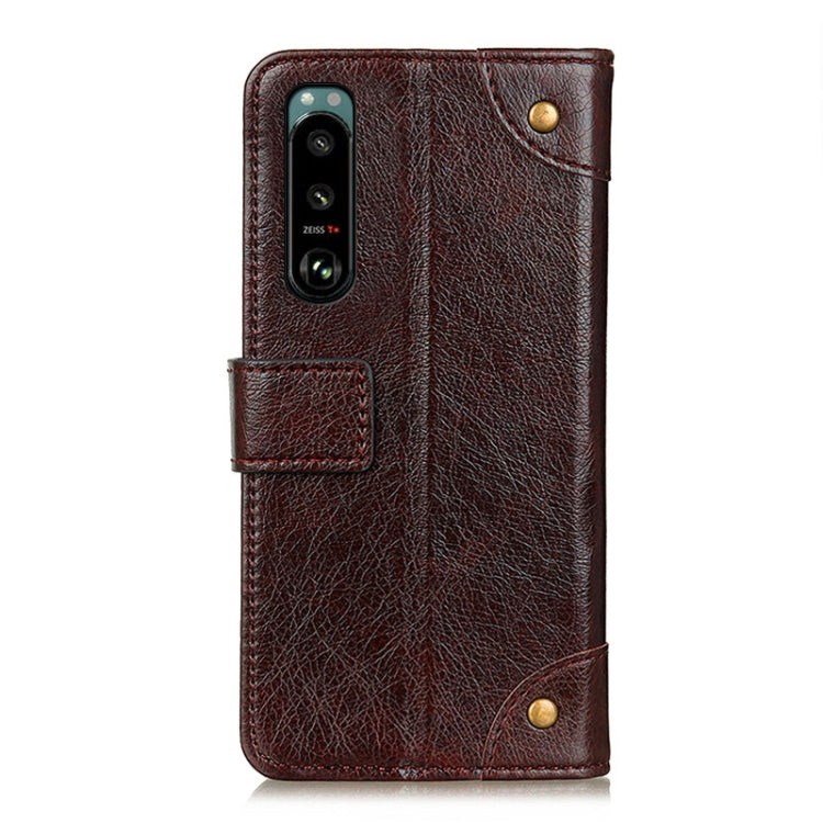 For Sony Xperia 5 III Copper Buckle Nappa Texture Horizontal Flip Leather Case with Holder & Card Slots & Wallet
