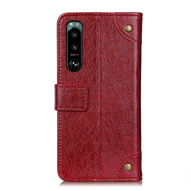 For Sony Xperia 5 III Copper Buckle Nappa Texture Horizontal Flip Leather Case with Holder & Card Slots & Wallet