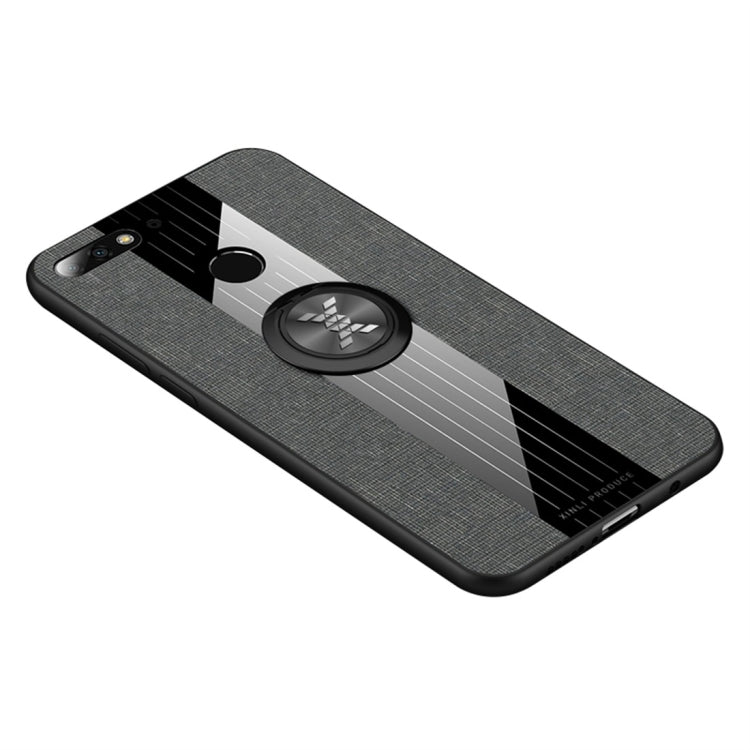 For Huawei Honor 7C / Enjoy 8 XINLI Stitching Cloth Textue Shockproof TPU Protective Case with Ring Holder