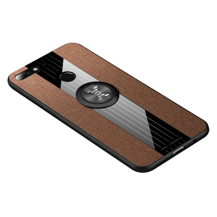 For Huawei Honor 7C / Enjoy 8 XINLI Stitching Cloth Textue Shockproof TPU Protective Case with Ring Holder