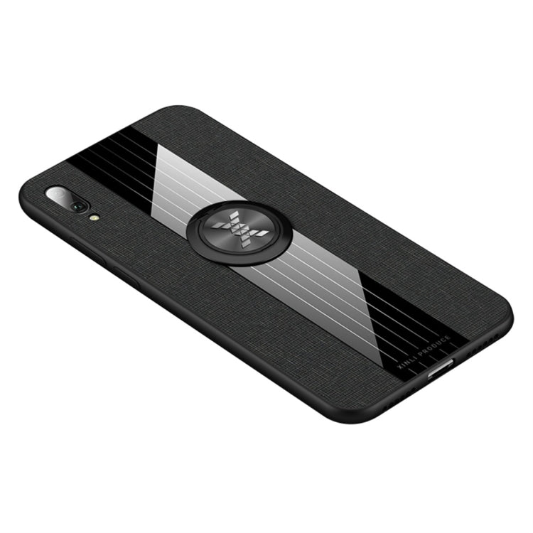 For Huawei Enjoy 9 XINLI Stitching Cloth Textue Shockproof TPU Protective Case with Ring Holder