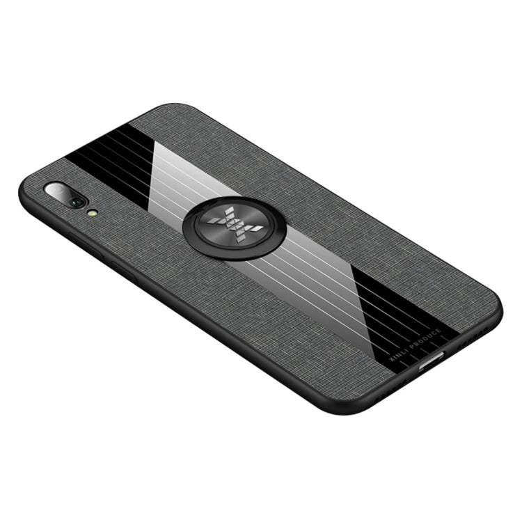 For Huawei Enjoy 9 XINLI Stitching Cloth Textue Shockproof TPU Protective Case with Ring Holder