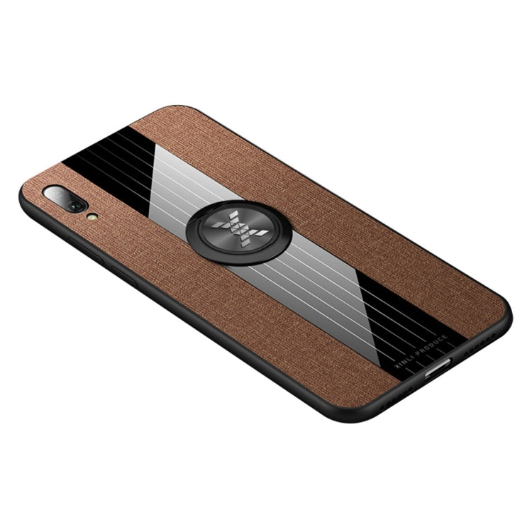 For Huawei Enjoy 9 XINLI Stitching Cloth Textue Shockproof TPU Protective Case with Ring Holder