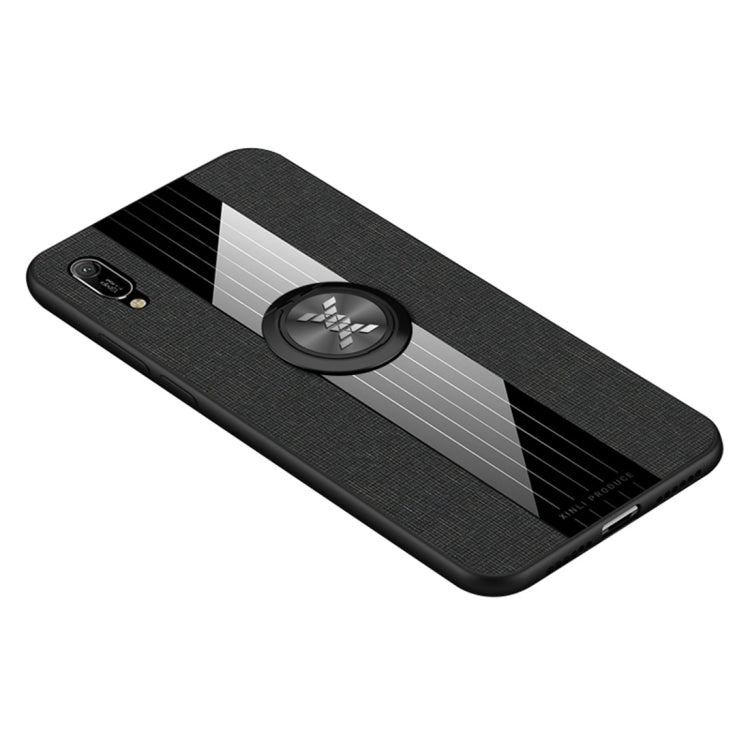 For Huawei Enjoy 9e XINLI Stitching Cloth Textue Shockproof TPU Protective Case with Ring Holder