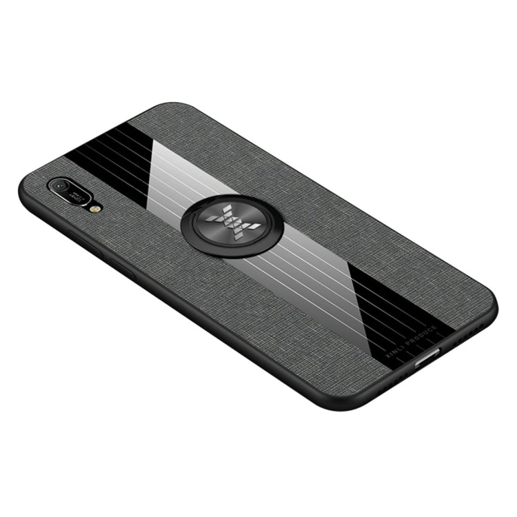 For Huawei Enjoy 9e XINLI Stitching Cloth Textue Shockproof TPU Protective Case with Ring Holder
