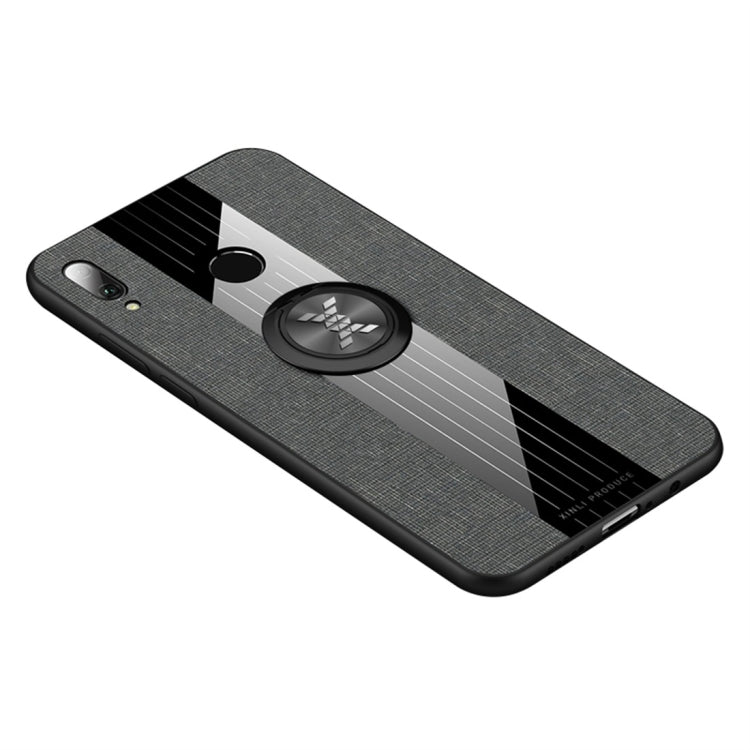For Huawei Enjoy 9 Plus XINLI Stitching Cloth Textue Shockproof TPU Protective Case with Ring Holder