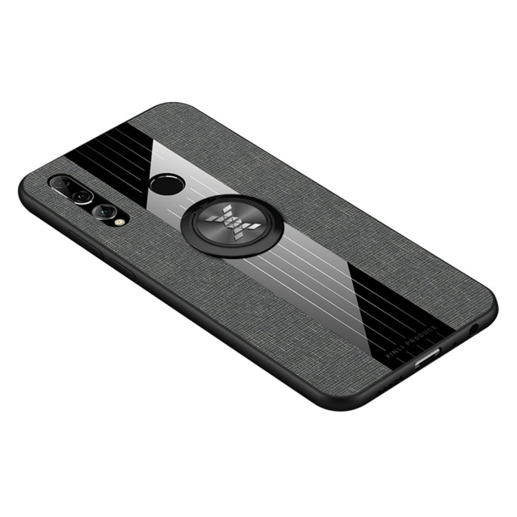 For Huawei Enjoy 9s XINLI Stitching Cloth Textue Shockproof TPU Protective Case with Ring Holder