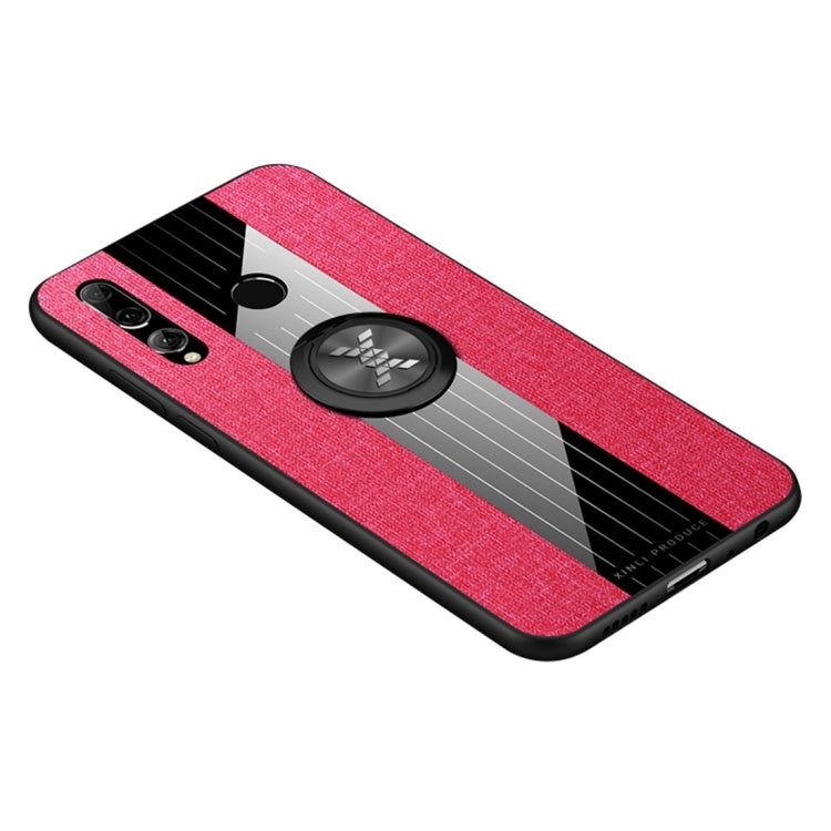 For Huawei Enjoy 9s XINLI Stitching Cloth Textue Shockproof TPU Protective Case with Ring Holder