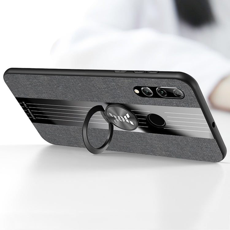 For Huawei Enjoy 9s XINLI Stitching Cloth Textue Shockproof TPU Protective Case with Ring Holder