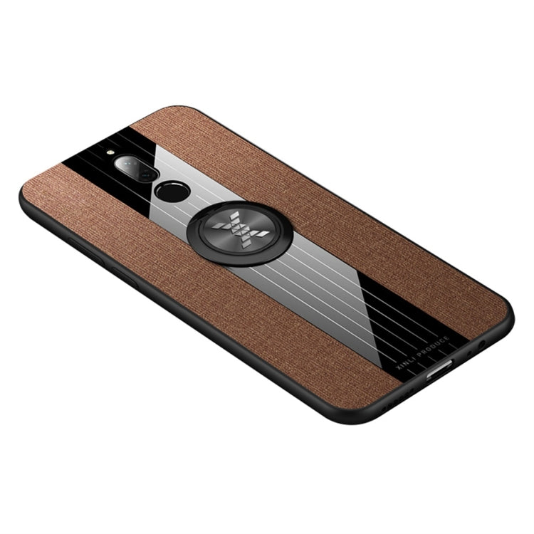 For Huawei Maimang 6 XINLI Stitching Cloth Textue Shockproof TPU Protective Case with Ring Holder