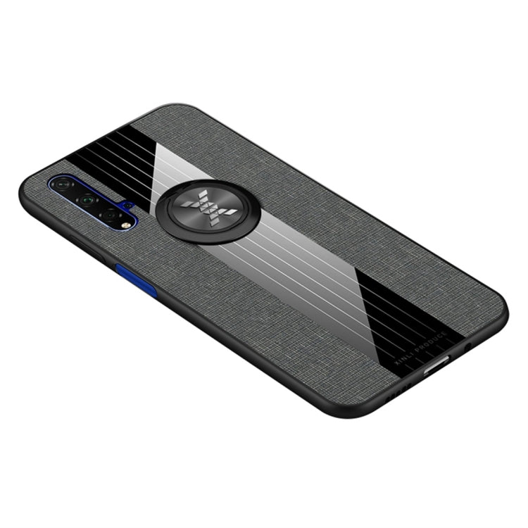 For Huawei Honor 20 XINLI Stitching Cloth Textue Shockproof TPU Protective Case with Ring Holder