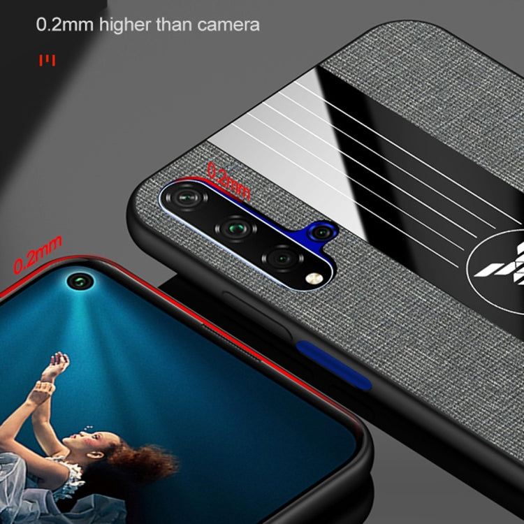 For Huawei Honor 20 XINLI Stitching Cloth Textue Shockproof TPU Protective Case with Ring Holder
