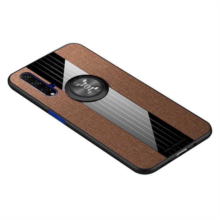 For Huawei Honor 20 XINLI Stitching Cloth Textue Shockproof TPU Protective Case with Ring Holder