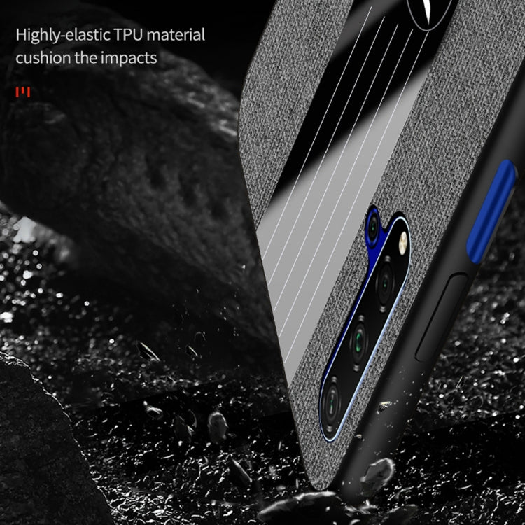 For Huawei Honor 20 XINLI Stitching Cloth Textue Shockproof TPU Protective Case with Ring Holder