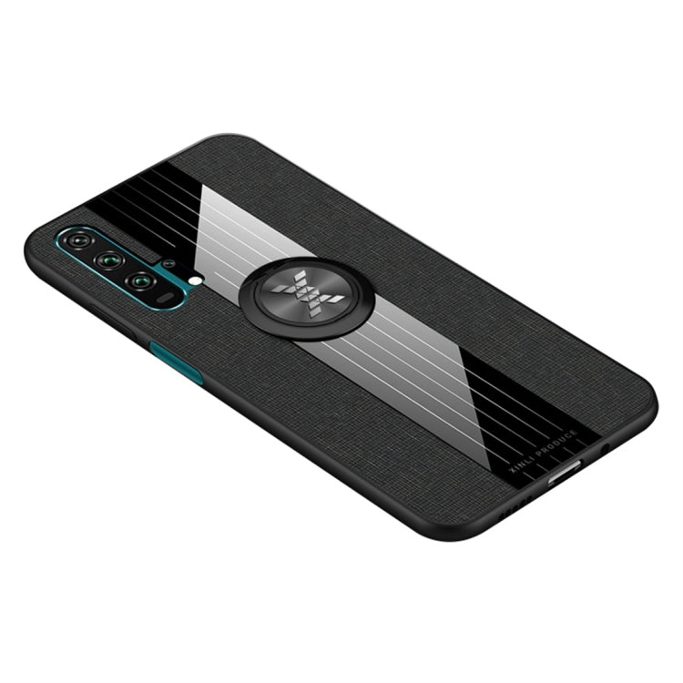For Huawei Honor 20 Pro XINLI Stitching Cloth Textue Shockproof TPU Protective Case with Ring Holder