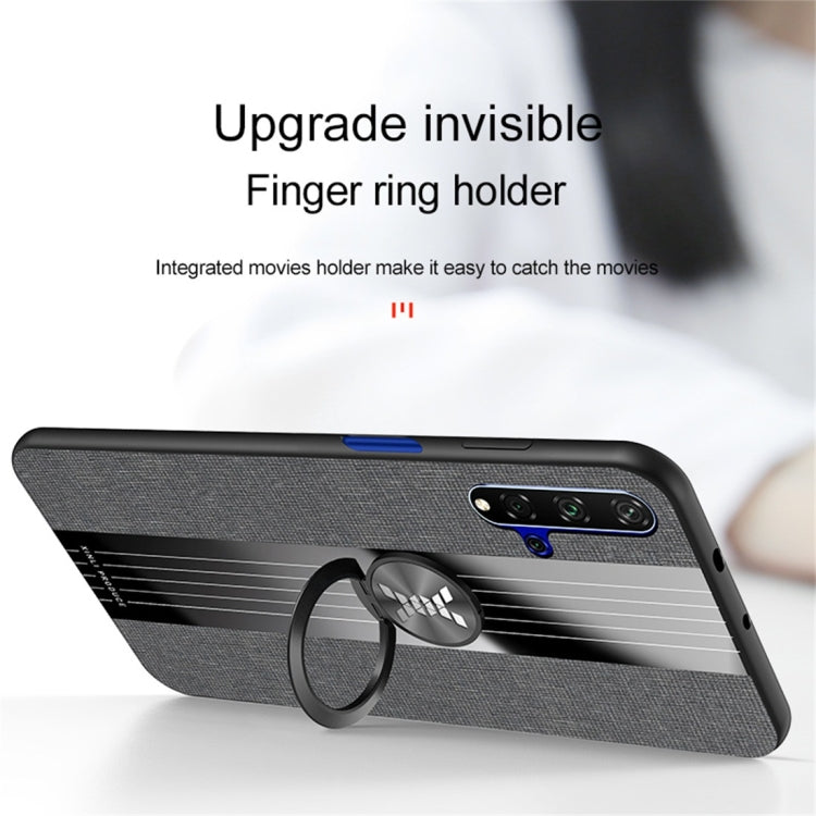 For Huawei Honor 20 Pro XINLI Stitching Cloth Textue Shockproof TPU Protective Case with Ring Holder