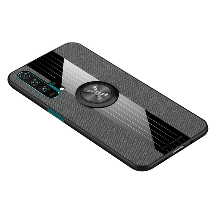 For Huawei Honor 20 Pro XINLI Stitching Cloth Textue Shockproof TPU Protective Case with Ring Holder