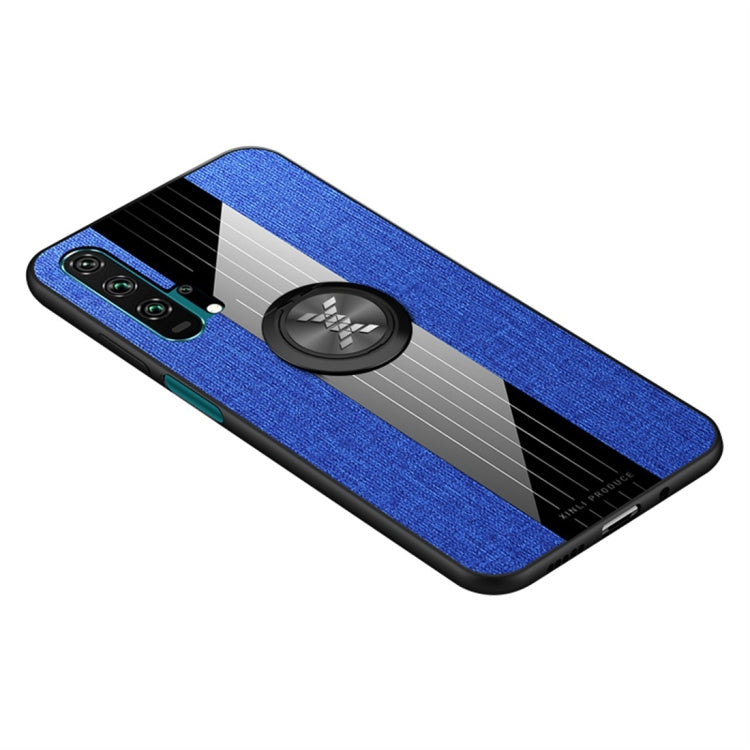 For Huawei Honor 20 Pro XINLI Stitching Cloth Textue Shockproof TPU Protective Case with Ring Holder