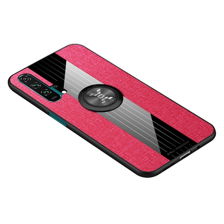 For Huawei Honor 20 Pro XINLI Stitching Cloth Textue Shockproof TPU Protective Case with Ring Holder