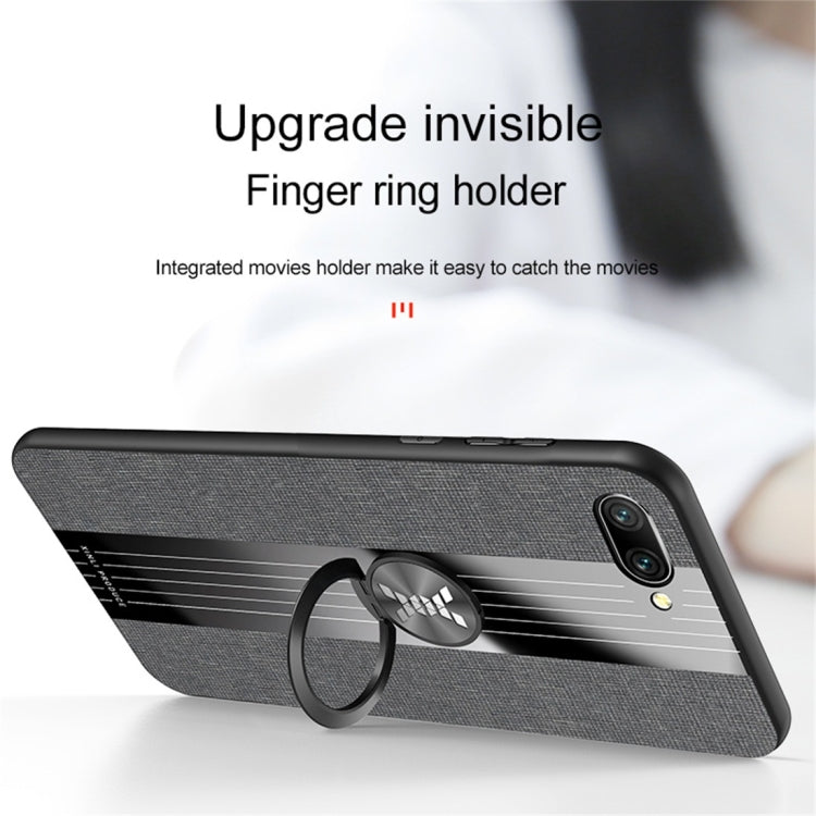 For Huawei Honor 10 XINLI Stitching Cloth Textue Shockproof TPU Protective Case with Ring Holder