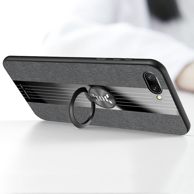 For Huawei Honor 10 XINLI Stitching Cloth Textue Shockproof TPU Protective Case with Ring Holder