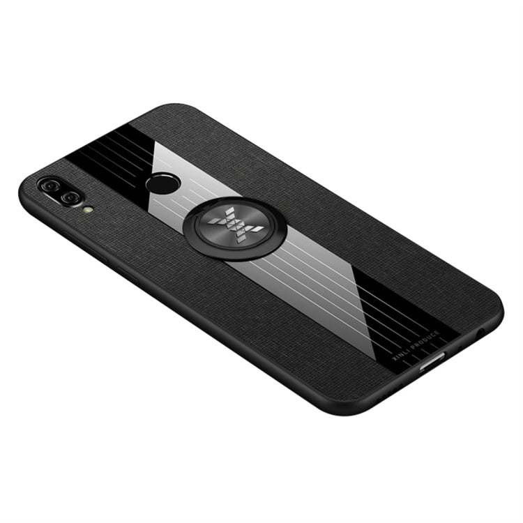 For Huawei Honor Play XINLI Stitching Cloth Textue Shockproof TPU Protective Case with Ring Holder