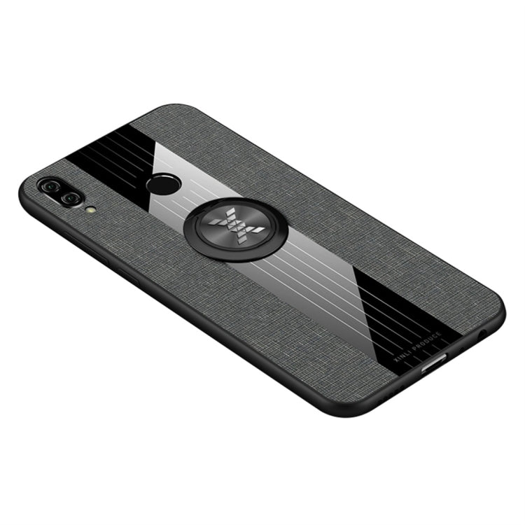 For Huawei Honor Play XINLI Stitching Cloth Textue Shockproof TPU Protective Case with Ring Holder