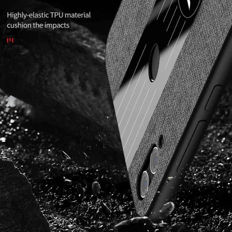 For Huawei Honor Play XINLI Stitching Cloth Textue Shockproof TPU Protective Case with Ring Holder