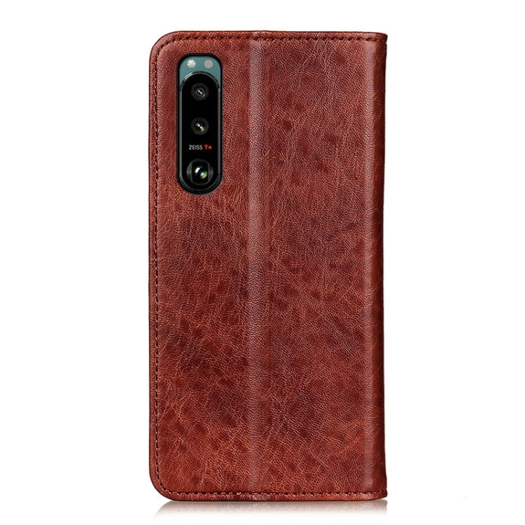 For Sony Xperia 5 III Magnetic Crazy Horse Texture Horizontal Flip Leather Case with Holder & Card Slots & Wallet