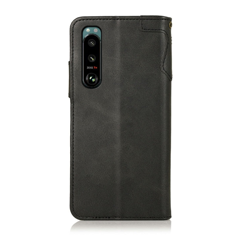 For Sony Xperia 5 III KHAZNEH Dual-Splicing Cowhide Texture Horizontal Flip Leather Case with Holder & Card Slots & Wallet & Photo Frame & Lanyard