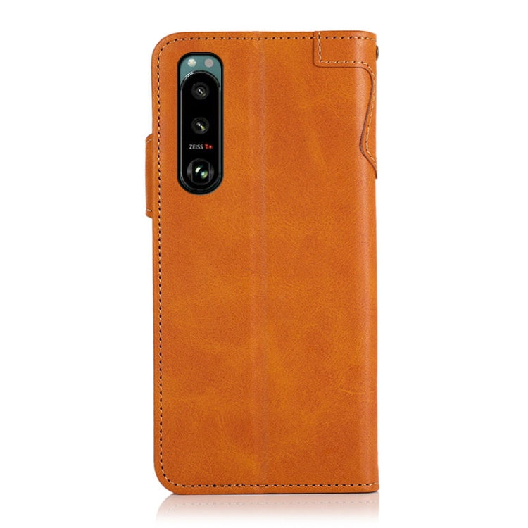For Sony Xperia 5 III KHAZNEH Dual-Splicing Cowhide Texture Horizontal Flip Leather Case with Holder & Card Slots & Wallet & Photo Frame & Lanyard