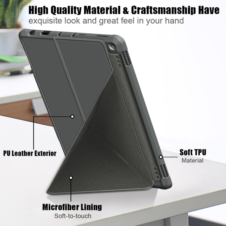 For Amazon Kindle Fire HD 10 / 10 Plus 2021 Multi-folding Horizontal Flip PU Leather Shockproof Case with Holder