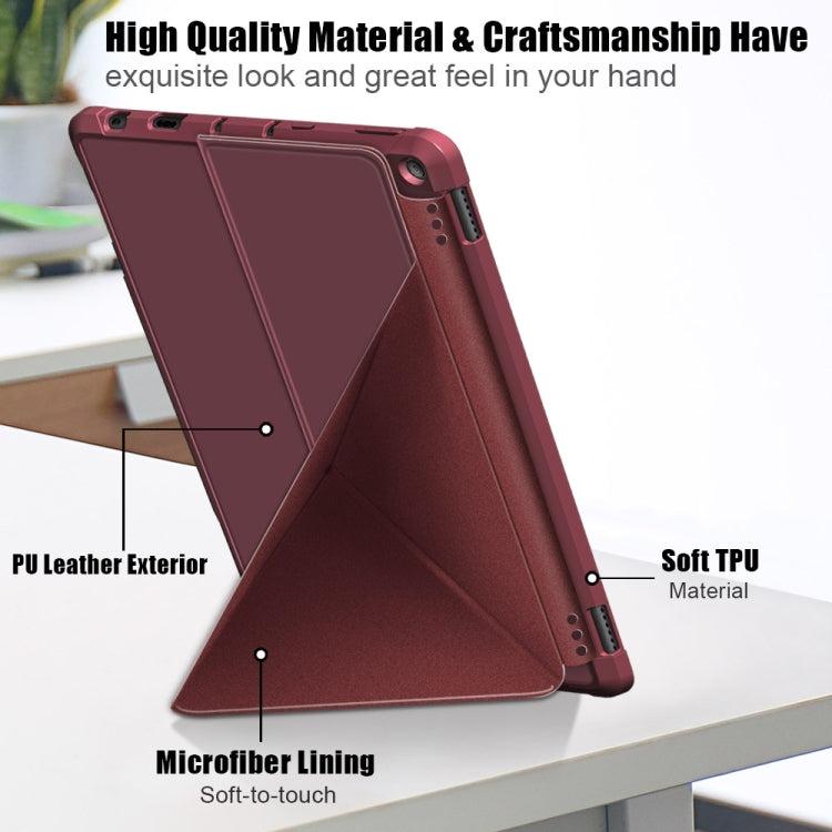 For Amazon Kindle Fire HD 10 / 10 Plus 2021 Multi-folding Horizontal Flip PU Leather Shockproof Case with Holder