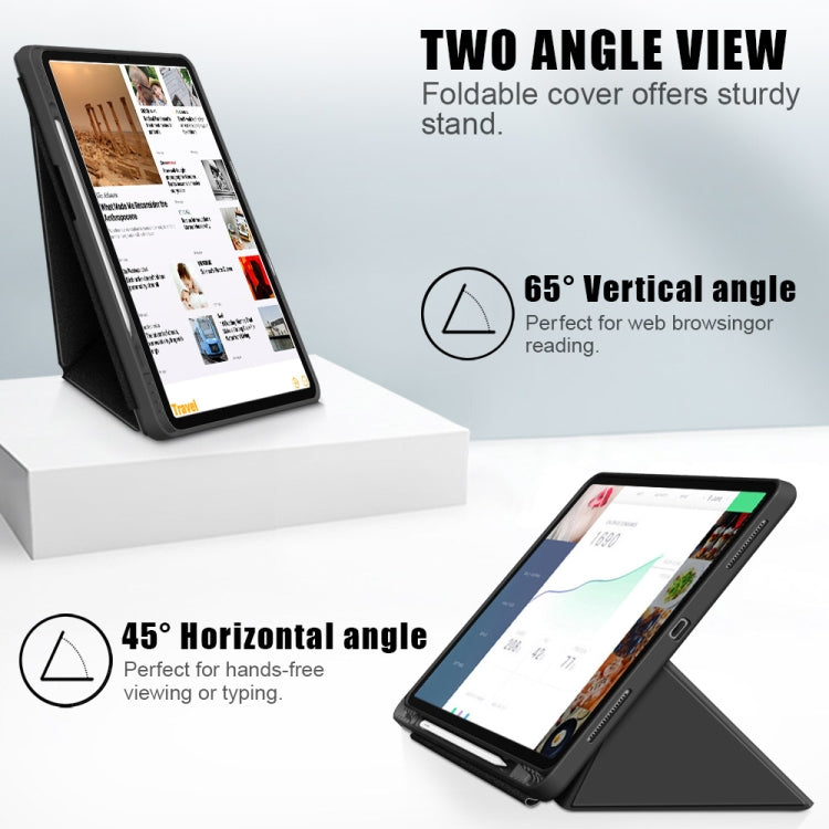 For iPad Pro 12.9 2022 / 2021 Multi-folding Horizontal Flip PU Leather Shockproof Tablet Case with Holder & Sleep / Wake-up Function
