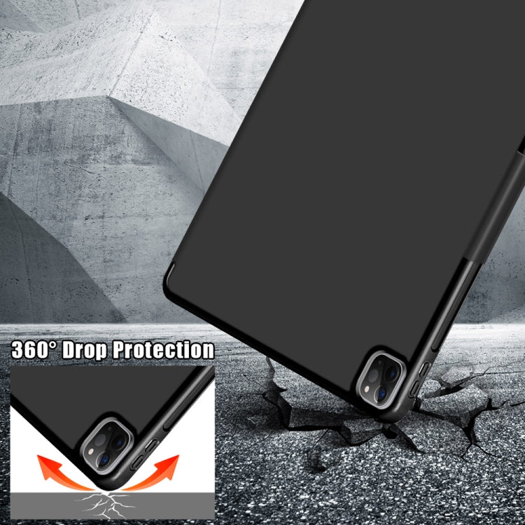 For iPad Pro 12.9 2022 / 2021 Multi-folding Horizontal Flip PU Leather Shockproof Tablet Case with Holder & Sleep / Wake-up Function