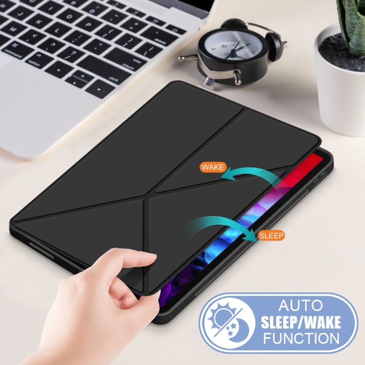 For iPad Pro 12.9 2022 / 2021 Multi-folding Horizontal Flip PU Leather Shockproof Tablet Case with Holder & Sleep / Wake-up Function
