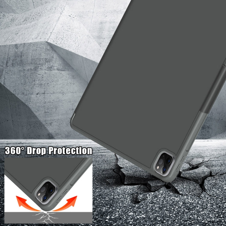 For iPad Pro 12.9 2022 / 2021 Multi-folding Horizontal Flip PU Leather Shockproof Tablet Case with Holder & Sleep / Wake-up Function
