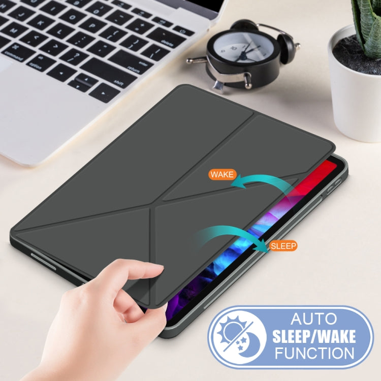 For iPad Pro 12.9 2022 / 2021 Multi-folding Horizontal Flip PU Leather Shockproof Tablet Case with Holder & Sleep / Wake-up Function