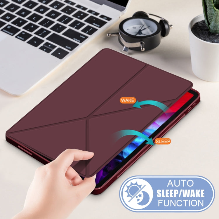 For iPad Pro 12.9 2022 / 2021 Multi-folding Horizontal Flip PU Leather Shockproof Tablet Case with Holder & Sleep / Wake-up Function