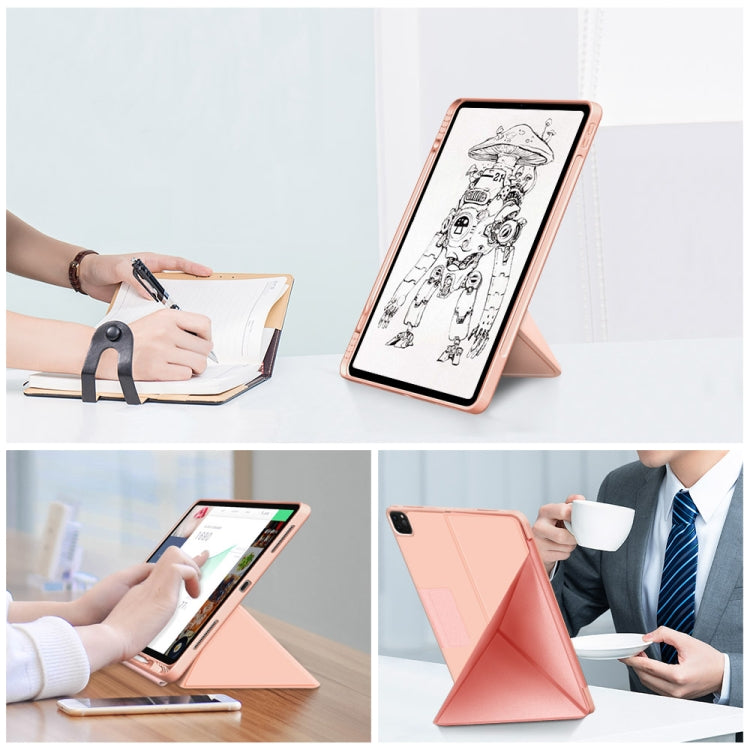For iPad Pro 12.9 2022 / 2021 Multi-folding Horizontal Flip PU Leather Shockproof Tablet Case with Holder & Sleep / Wake-up Function
