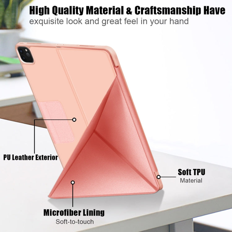 For iPad Pro 12.9 2022 / 2021 Multi-folding Horizontal Flip PU Leather Shockproof Tablet Case with Holder & Sleep / Wake-up Function
