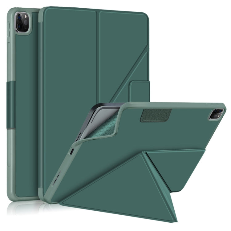 For iPad Pro 12.9 2022 / 2021 Multi-folding Horizontal Flip PU Leather Shockproof Tablet Case with Holder & Sleep / Wake-up Function