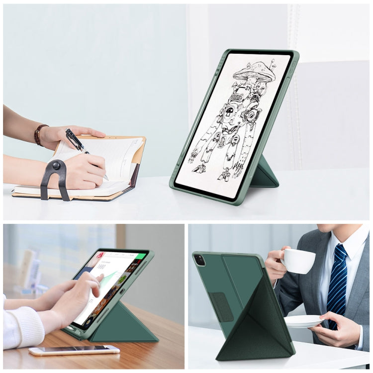 For iPad Pro 12.9 2022 / 2021 Multi-folding Horizontal Flip PU Leather Shockproof Tablet Case with Holder & Sleep / Wake-up Function