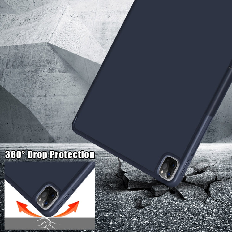 For iPad Pro 12.9 2022 / 2021 Multi-folding Horizontal Flip PU Leather Shockproof Tablet Case with Holder & Sleep / Wake-up Function