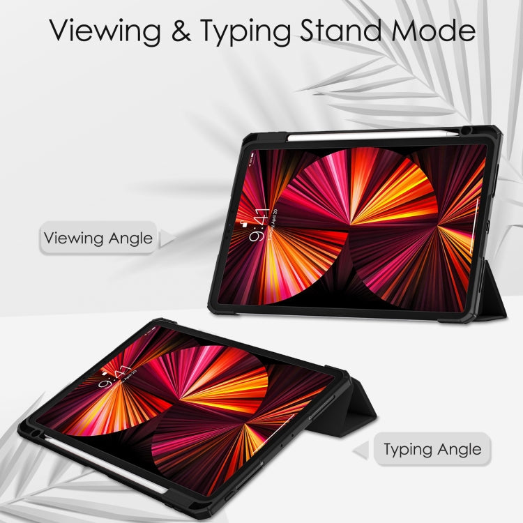 For iPad Pro 11 2022 / 2021 / 2020 / 2018 Three-folding Acrylic TPU + PU Leather Horizontal Flip Tablet Case with Holder & Pen Slot & Sleep / Wake-up Function